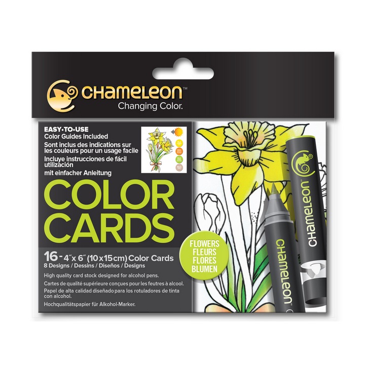 Картички за оцветяване Chameleon Flowers - 16 броя