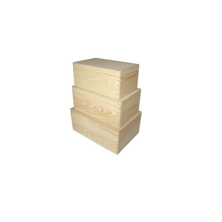 Комплект дървени кутии с капак за декориране - 3 броя