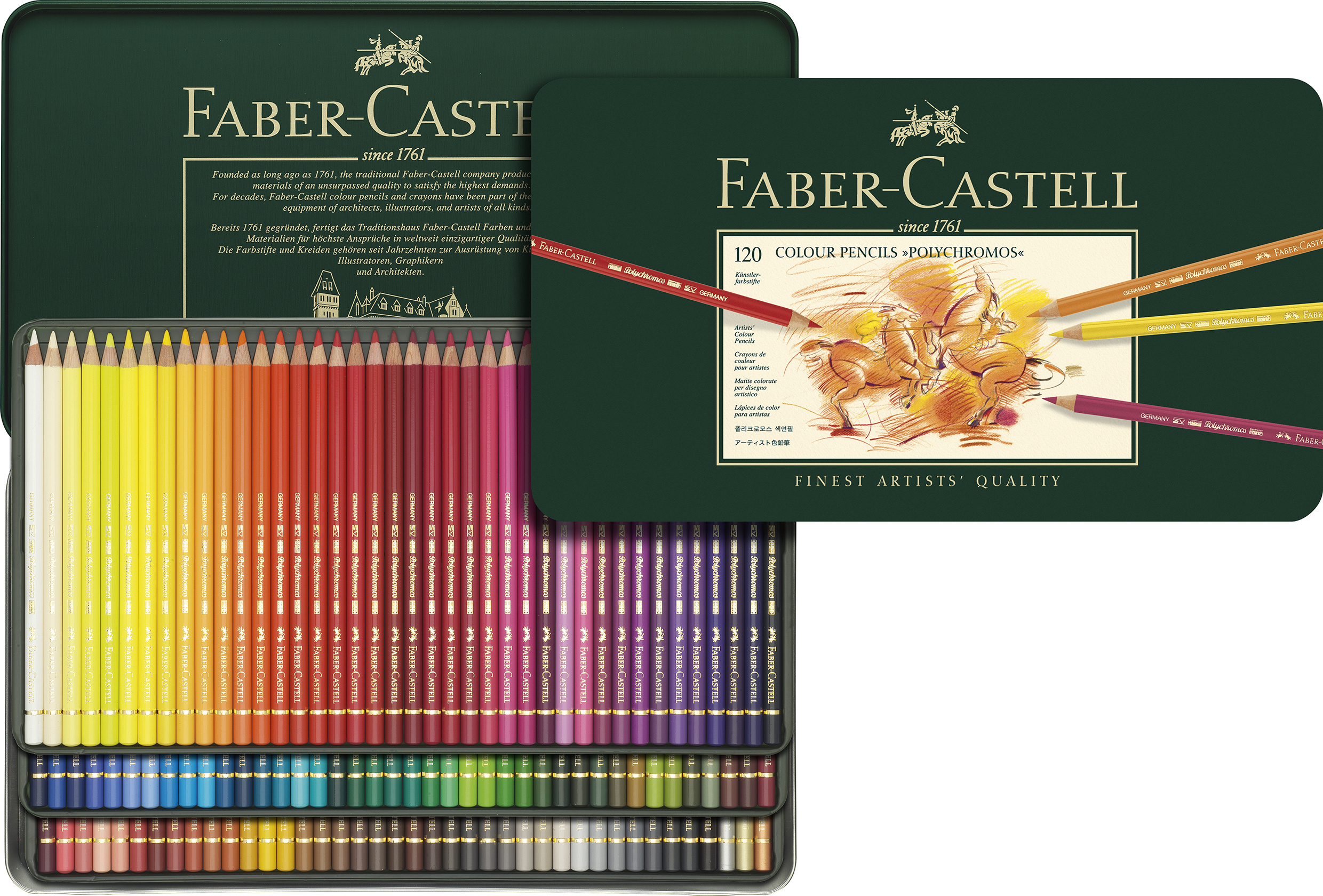 Цветни моливи Polychromos комплект - 120 броя - метална кутия 