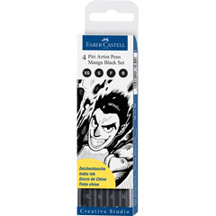 Флумастери Art Pen PITT Manga Black - комплект Etui 4 броя [B-F-S-XS]