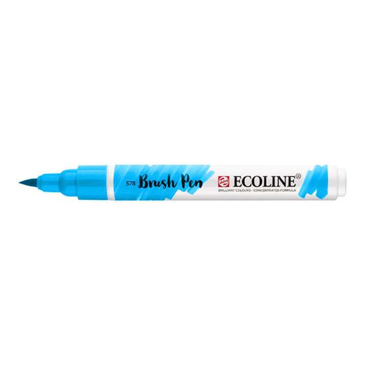 Акрилен маркер Ecoline brush pen - Sky Blue Cyan 578