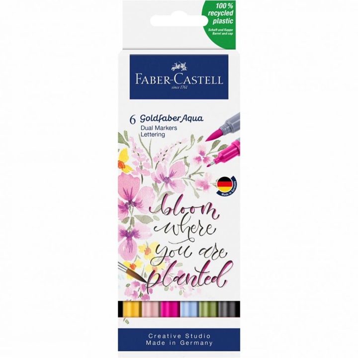 Акварелни маркери Goldfaber Aqua Dual комплект Lettering - 6 бр