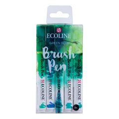 Акварелни писалки Ecoline Brush Pen Green Blue | Комплект от 5 части