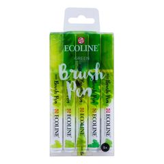 Акварелни писалки Ecoline Brush Pen Green | Комплект от 5 части