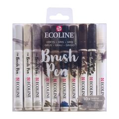 Акварелни писалки Ecoline Brush Pen Greys | Комплект от 10 части