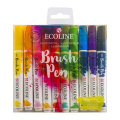 Акварелни писалки Ecoline Brush Pen Illustrator | Комплект от 10 части