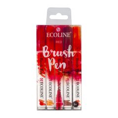 Акварелни писалки Ecoline Brush Pen Red | Комплект от 5 части