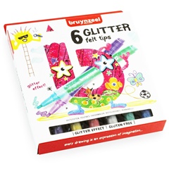 Блестящи цветни флумастери за деца Bruinzeel Holland / 6 броя
