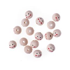 Дървени мъниста с лица 20 мм / 16 бр.