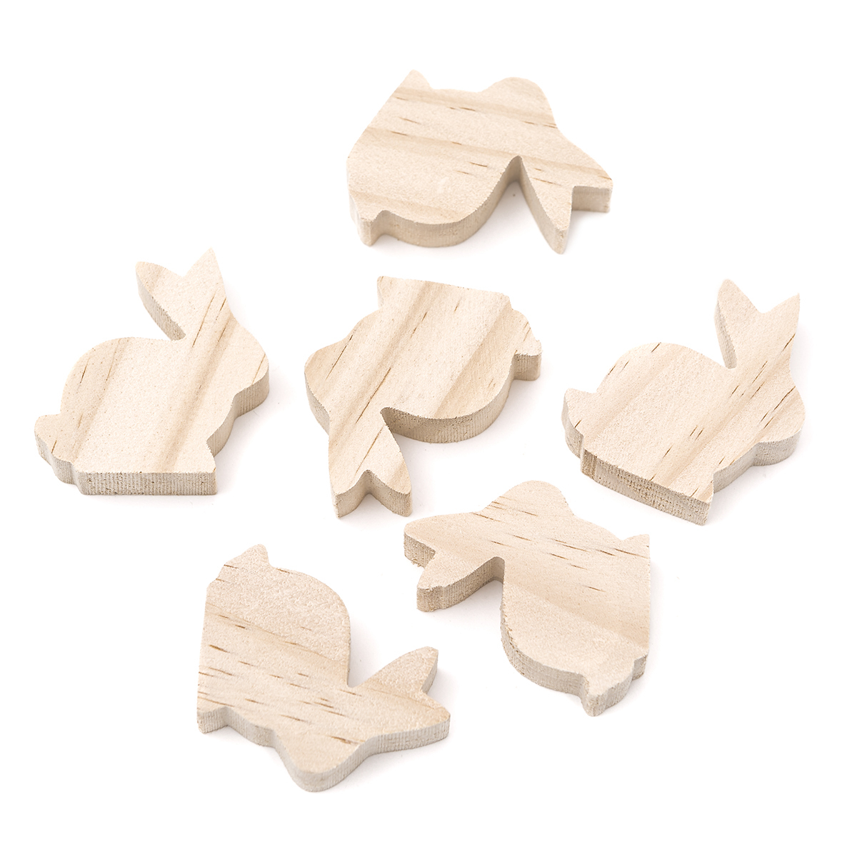 Дървено зайче 6 бр. - 5 x 5,5 x 1,5 cm