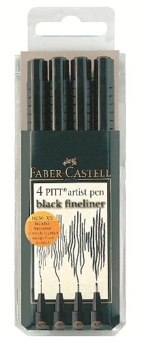 Флумастери Art Pen PITT комплект 4 [XS -S - F - M] черно