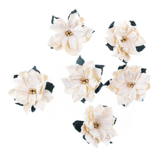 3D цветя от хартия - Бяла коледна звезда 6 бр