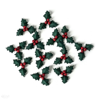 3D цветя от хартия - Коледни холи бери 12 бр