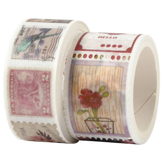 Комплект Washi ленти - марки и цветя