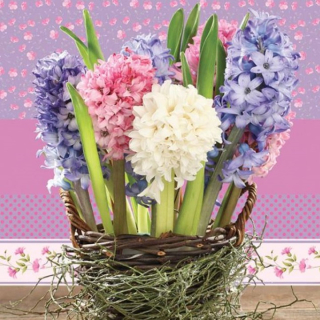 Салфетки за декупаж Hyacinths in the Basket  - 1 брой