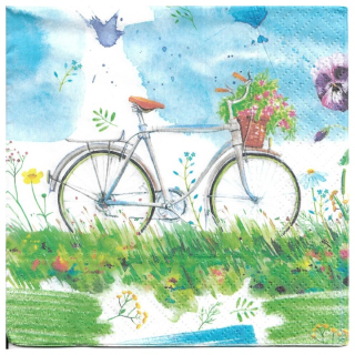 Салфетки за декупаж Watercolour Bicycle - 1 брой