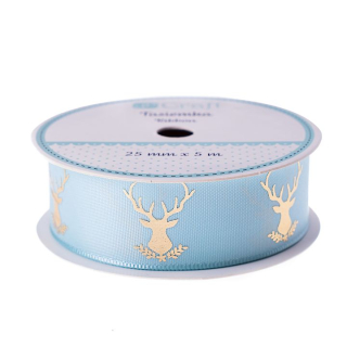 Сатенена декоративна панделка 25 мм х 5 м - Frosty Mint - Deer