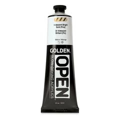 GOLDEN OPEN Бавносъхнеща преливаща акрилна боя 148 ml | 7480 Jasná Zlatá Jemná