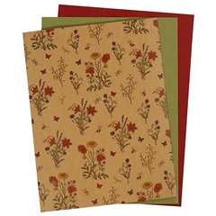 Хартия от изкуствена кожа Flowers - 3 листа в една опаковка