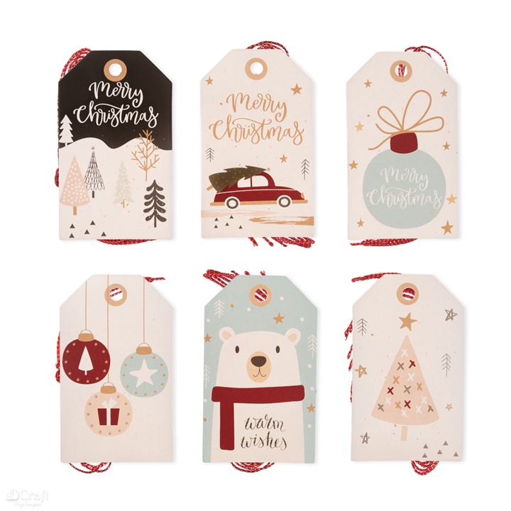 Коледни етикети за украса 24 бр - Christmas pastels