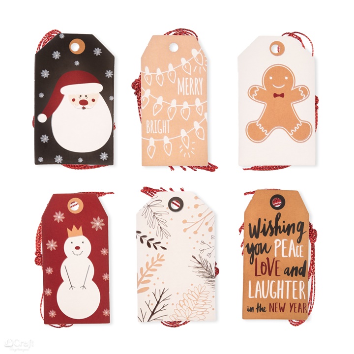Коледни етикети за украса 24 бр - Merry and Bright