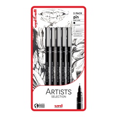 Комплект маркери UNI PIN fineliner Artist Selection 5 бр.