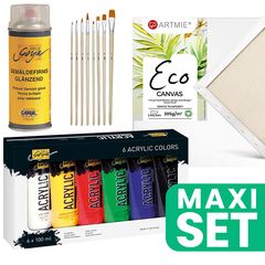 Основен комплект за рисуване с четки и гланцов лак