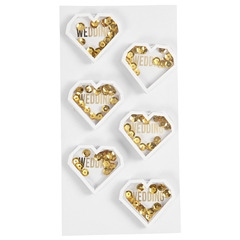 Сватбени стикери - сърца със златни перли