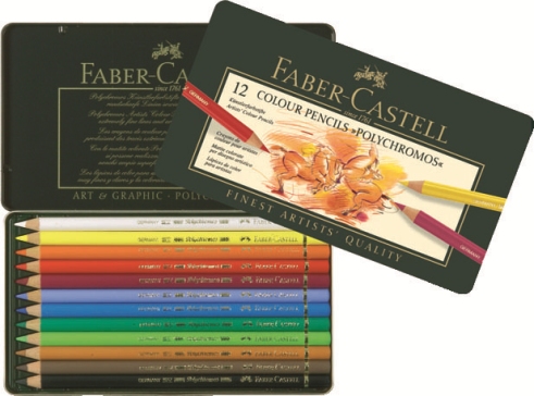 Цветни моливи Polychromos комплект - 12 броя - метална кутия