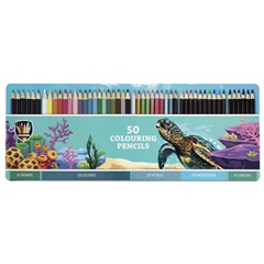 Цветни моливи в калаена кутия 50 бр.