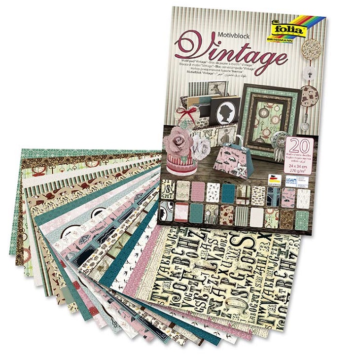 Творческа хартия Folia Vintage II 24 x 34 см / 20 листа
